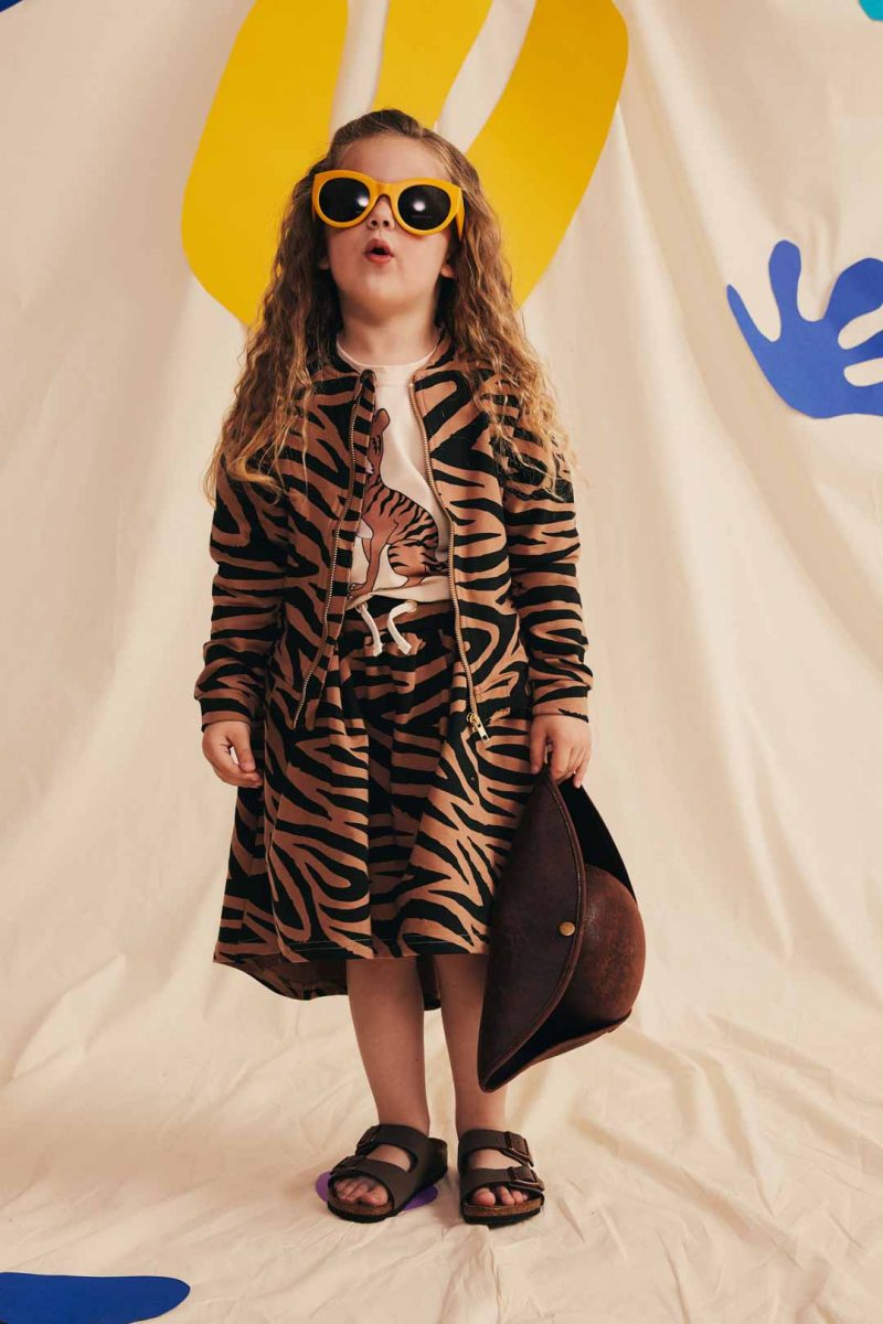 Dievčenská midi sukňa s tigrím vzorom