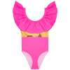 Ružové jednodielne plavky s volánom