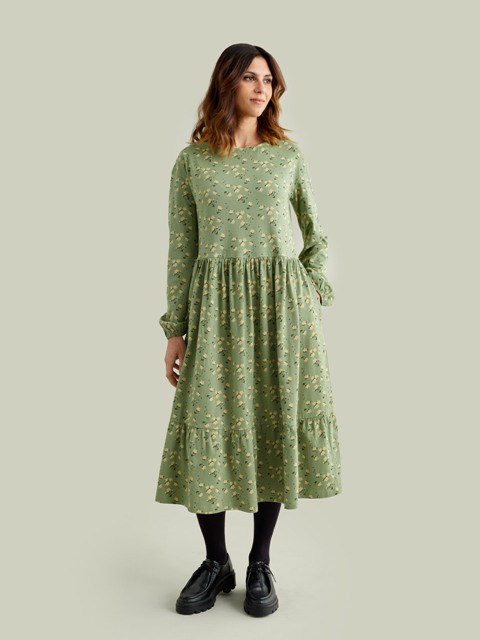 Zelené dámske šaty s potlačou Wildflowers